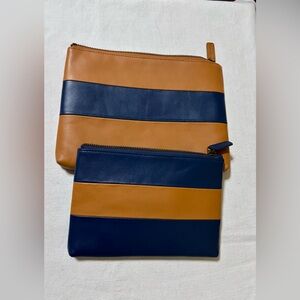 Levenger Briefolio kit Bag Zip Pouches in Navy blue and Tan Leather bags